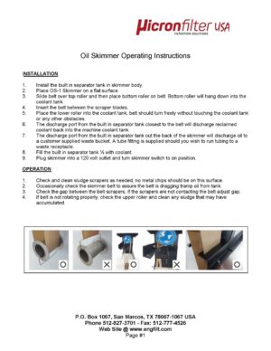 OS-1 Oil Skimmer Instructions
